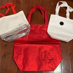 Athleta Lululemon Red, White, and Silver Tote Trio